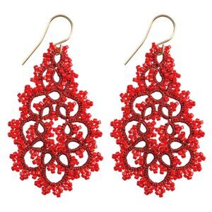 Lorina Balteanu Aliona Earrings. Hand made. Glass beads, silk threads